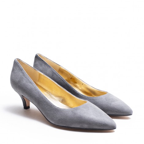 Grey Suede Leather Heel Shoe