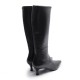 Black Elastic Leather Boot