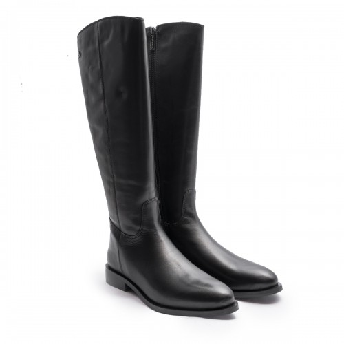 Flat Black Leather Boot