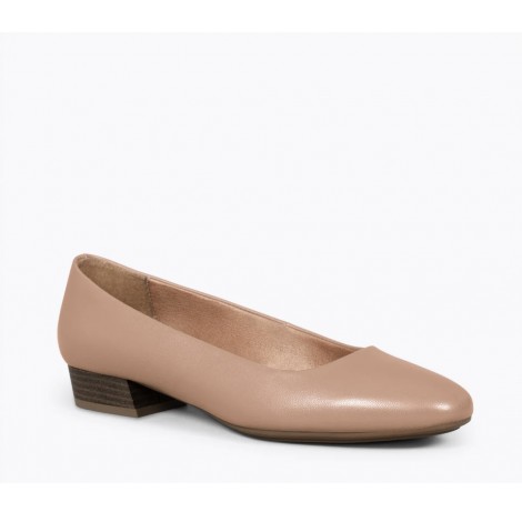 Camel Leather Flat Shoes
