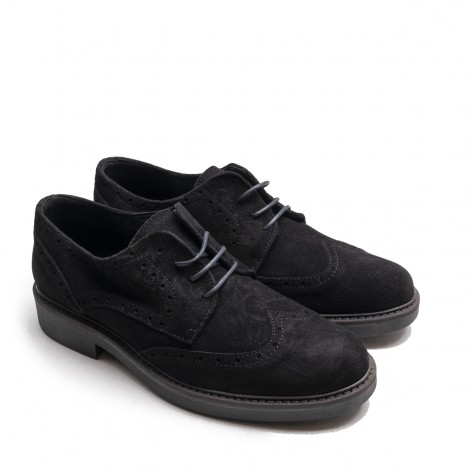 Black Suede Lace-Up Shoe