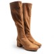 Tan Elastic Suede Leather Boot