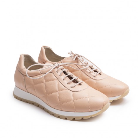 Nude Quilted Leather Sneakers