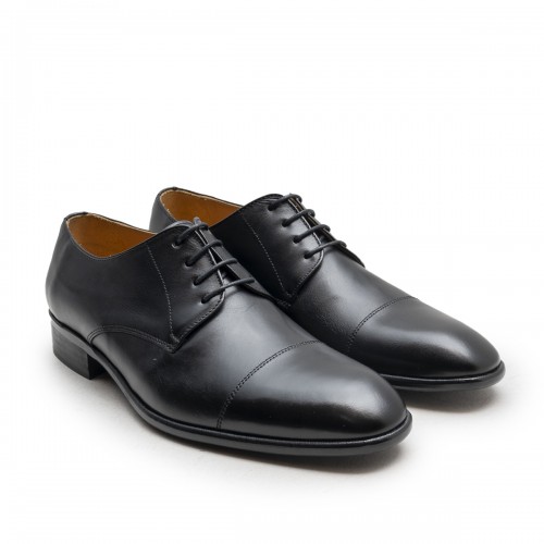 Lace-Up Shoe Black Leather