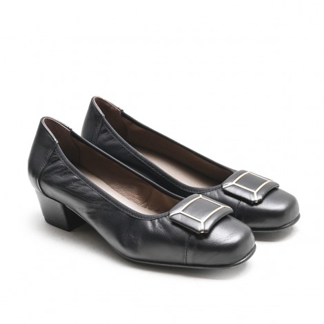 Ornamental Black Heel Shoe